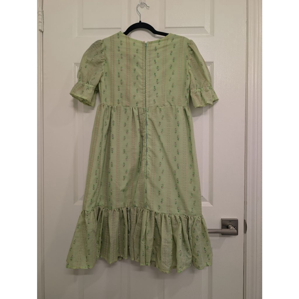 Vintage Style Bridgerton Regency Floral Prairie Dress Empire Waist Ruffle Hem S - Picture 5 of 9